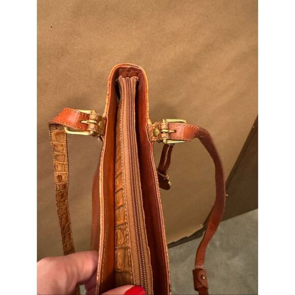 Brahmin Tuscan Collection Cognac Croc Leather Combo Asher Tote Shoulder Bag - Picture 14 of 16